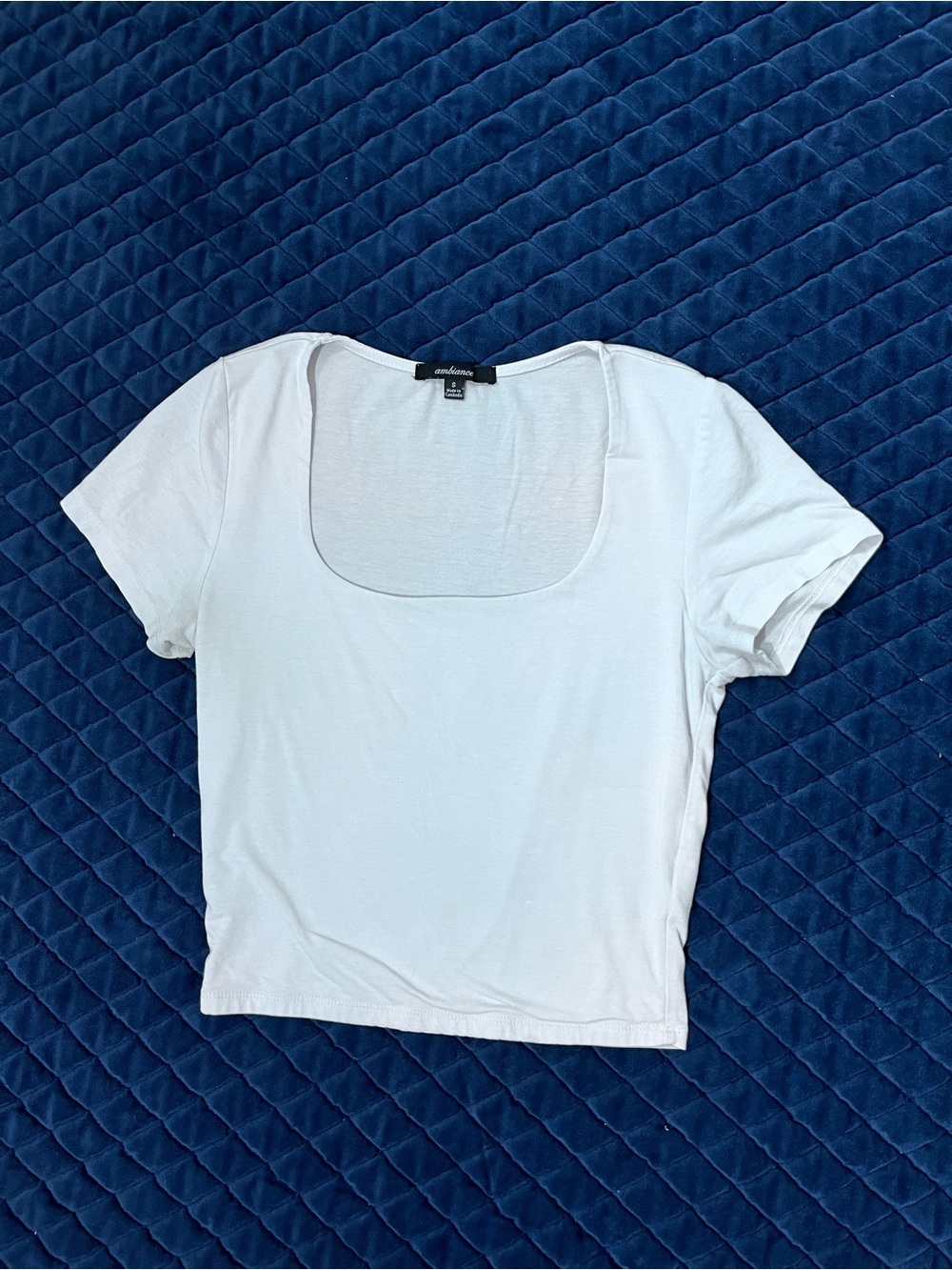Ambiance White Square-Neck Short Sleeve Crop Tee - Casual Basic - Cute Casual